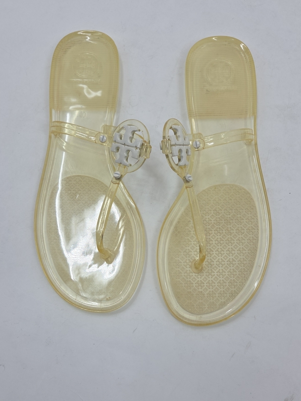 Tory Burch Clear Yellow And White Jelly Sandals
